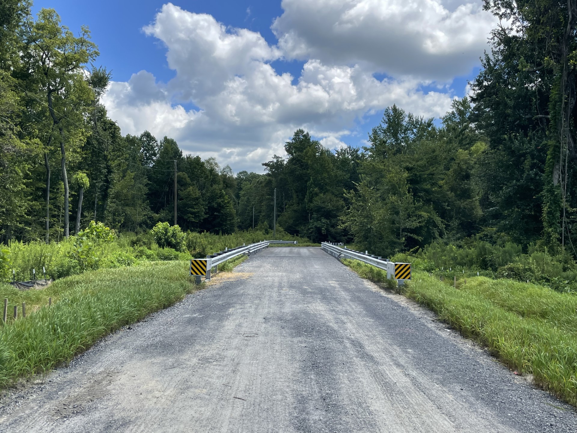 Photo of completed Route 683 bridge over Stallings Creek in Isle of Wight County.