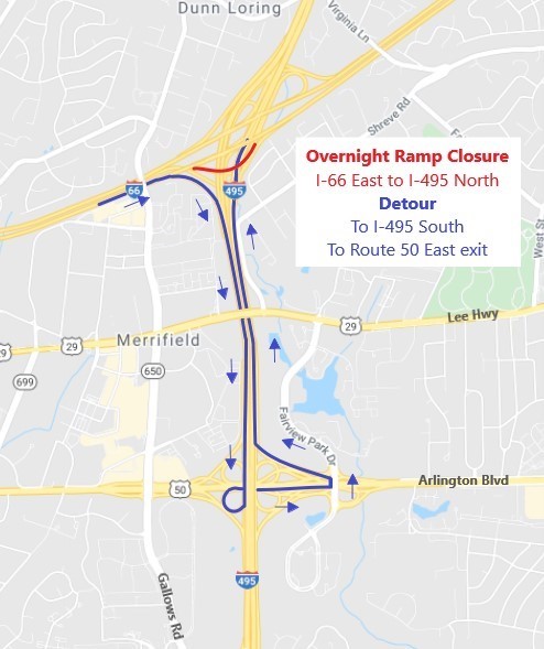 Ramp Closure -- I-66 East to I-495 North